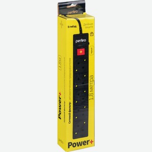 Сетевой фильтр 5 розеток Perfeo PF-PP-5/1.8-В, 1,8 м