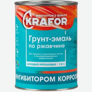 Грунт-эмаль по ржавчине Krafor серый, 1кг