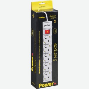 Сетевой фильтр 5 розеток Perfeo PF-PP-5/5.0-G, 5 м