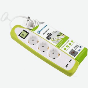 Удлинитель Electraline USB2 БС 3 гнезда, 2м