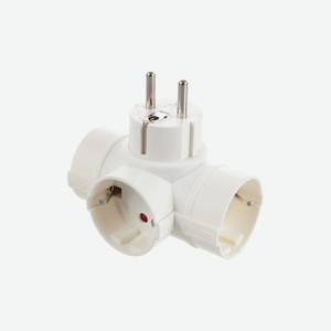 Адаптер Electraline T-образный, три гнезда, 16A, с землей, белый Китай