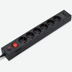 Фильтр сетевой Buro BU-SP1.8 USB 2A-B 6 розеток, 1.8м