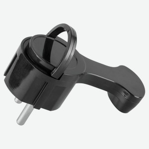 Вилка угловая duwi плоская с выдвижным кольцом черная 16А 250В IP20