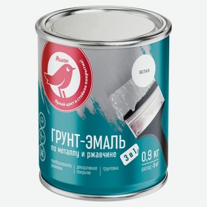 Грунт-эмаль АШАН Красная птица 3 в 1 белая, 900 г