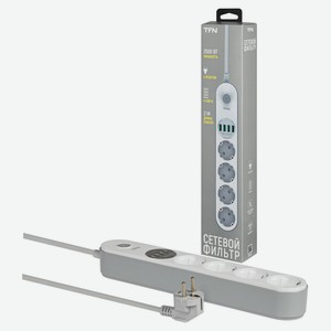 Фильтр сетевой TFN Power 6WH 4 розетки 4USB, 2 м