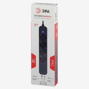 Сетевой фильтр «ЭРА» 4 розетки USB-C, 3 м