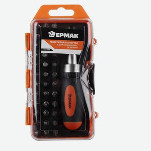 Отвертка реверсивная «Ермак» с держателем для бит и 36 насадками