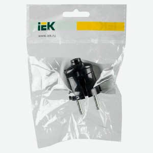 Вилка разборная IEK прямая без заземляющего контакта 6А черная