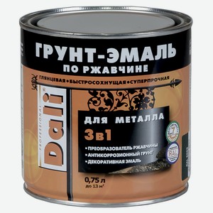 Эмаль по ржавчине Dali 3 в 1 серебристая, 750 мл