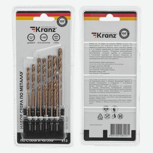 Набор сверл по металлу Kranz, 13 шт