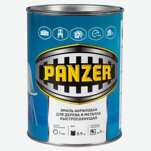 Эмаль акриловая Panzer для дерева и металла Красная, 0,9 кг