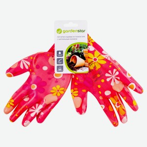 Перчатки садовые Garden Star из полиэстера с нитрильным обливом,красные, р M