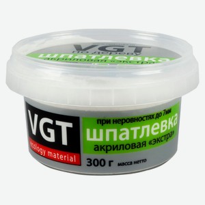 Шпатлевка акриловая VGT экстра по дереву белая, 300 г