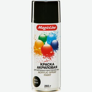 Лакокрасочный материал MagicLine, акриловый, в ассортименте, 265 г - краска аэрозольная для наружных и внутренних работ