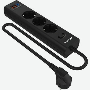 Сетевой фильтр Philips, 3 розетки с USB PD/QC3.0, 20 Вт, 2 м