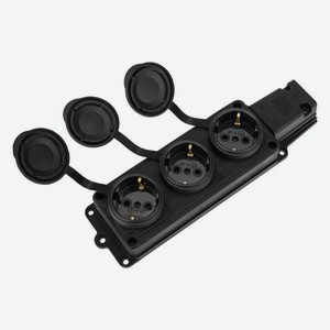 Розетка электрическая Proconnect 2P+PE, 3 гнезда, 3680 Вт, 230 В, 16 А, IP44, черная