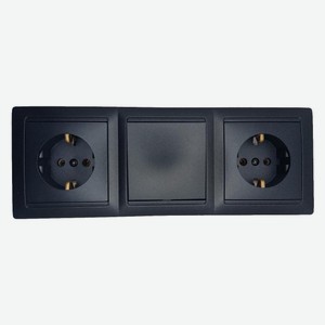 Блок электроустановочный Bylectrica  Стиль , 2 розетки + выключатель, скрытой установки, графит (14838)