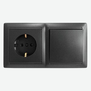 Блок электроустановочный Bylectrica  Стиль , розетка + выключатель, графит (43577)