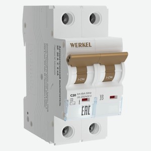 Автоматический выключатель Werkel 2P 20A C 6 ка (W902P206)