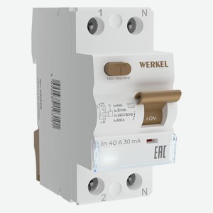 Устройство защитного отключения Werkel 1P+N 40 A 30 mа АС 6 kа (W912P406)