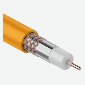 Кабель телевизионный Rexant RG-6U, 75 Ом, 100 м, оранжевый