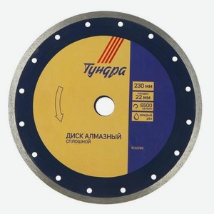 Диск алмазный отрезной Тундра 230х22 мм, сплошной, мокрый рез (1032299)