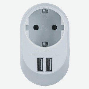 Сетевой переходник Navigator 1 гнездо с заземлением, USB 3.4A (61454)