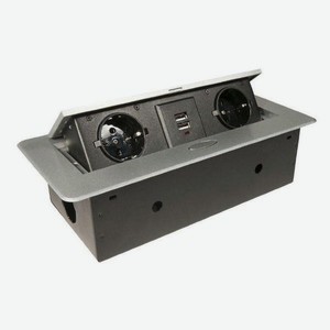Выдвижной блок розеток GLS POP UP, 2 гнезда, 2хUSB Silver