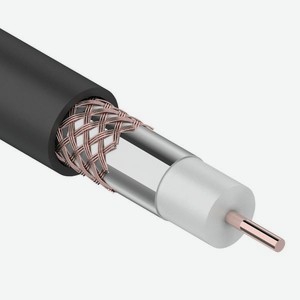 Кабель Rexant коаксиальный, RG-6U + Cu, 75 Ом, Cu/Al/Cu, бухта 100 м, черный (01-2222)