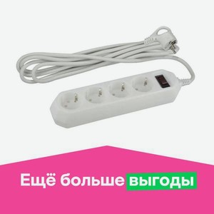 Сетевой фильтр ЭРА USF-M-4es-1.5m-W с защитой (термо) 4 розетки 1.5м 10А Белый