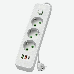 Удлинитель ё 3 гнезда 2 USB+ USB С 2м в ассортименте