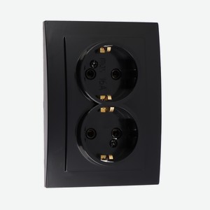 FORZA Розетка двухместная скрытой установки с заз.rs 16-238-Ч, 250В, 16А, IP20, 116x84x48, чёрная