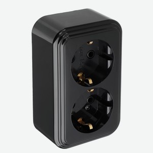 FORZA Розетка двухместная с заземляющим контактом RA 16-238-Ч, 250В, 16А, IP20, 106x65x41 мм, чёрная