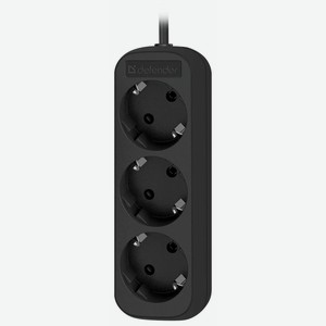 Удлинитель с заземлением Defender M350 5.0 м  3 розетки  черный