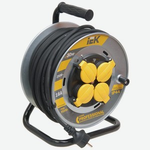 Удлинитель на катушке IEK УК30 на мет с т/з 4 места 2P PE/30м КГ 3х2,5мм2 IP44   Professional