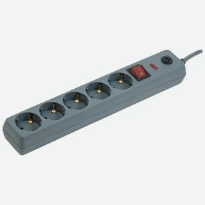 Сетевой фильтр IEK СФ-05К-выкл. 16А 5 мест 3м 3х1мм2 серый