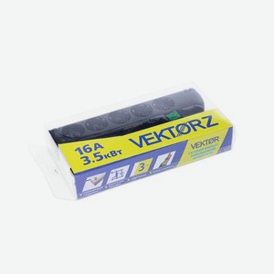 Сетевой фильтр Vektor Z NEW 3.5 кВт черный 3м (для бытовой техники,повышенная мощность)