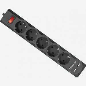 Сетевой фильтр Defender DFS 751 1,8 м 5 розеток 2xUSB 2.1A (99751)