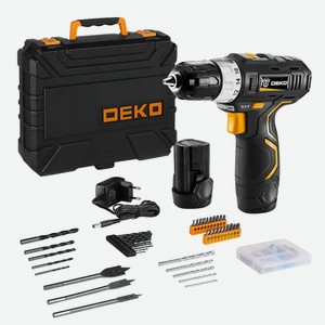 Аккумуляторная дрель-шуруповерт DEKO GCD12DU3 SET5 Li-Ion в кейсе + набор инструментов 92 шт, 12В, 2х2.0 Ач, з/у