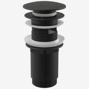 Донный клапан AlcaPlast A392BLACK сифона для умывальника CLICK/CLACK 5/4 , цельнометаллический с переливом и большой заглушкой, матовый черный