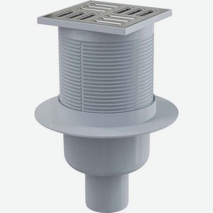 Сливной трап AlcaPlast APV32 105?105/50 мм прямой сток, решетка из нержавеющей стали, гидрозатвор комбинированный SMART