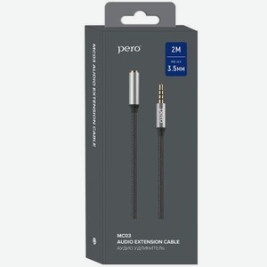 Аудио-удлинитель PERO MC-03 JACK 3.5, 2м, Black