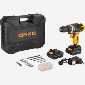 Аккумуляторная дрель-шуруповерт DEKO DKCD12FU-Li Advanced в кейсе + набор 63 инструмента для дома, 12В, 2х2.0Ач