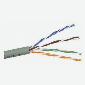Кабель LANMASTER TWT UTP, 4 пары, Кат.5e, PVC, серый, 100 метров (TWT-5EUTP/100-GY)