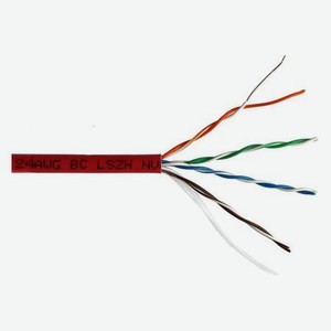 Кабель LANMASTER UTP, 4 пары, кат. 5Е, 350Mhz, LSZH, красный, 305 м (LAN-5EUTP-LSZH-RD)