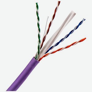 Кабель LANMASTER TWT UTP, 4 пары, Кат.6, нг(А)-LS, IEC 60332-3, 305 метров, фиолетовый (TWT-6UTP-NGLS)