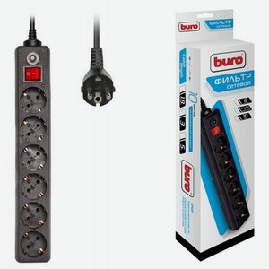Сетевой фильтр Buro 600SH-3-B 3м (6 розеток) черный