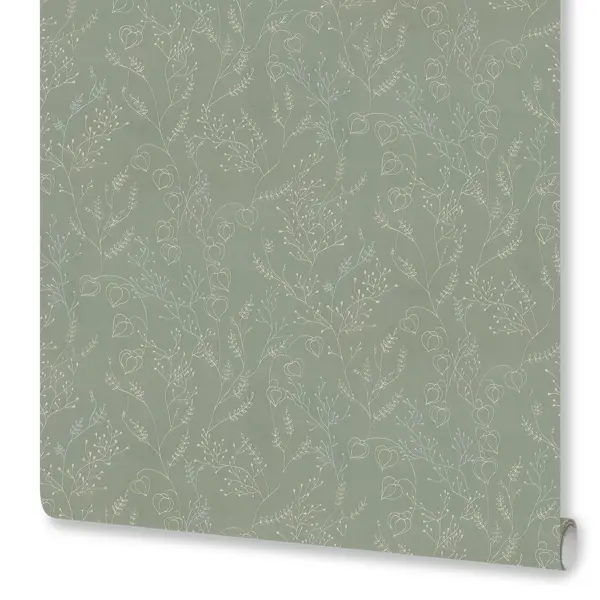 Обои флизелиновые Euro Decor Physalis зеленые 1.06 м ED7307-12