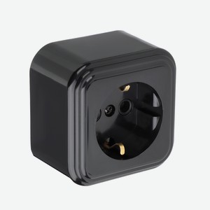 FORZA Розетка с заземляющим контактом RA 16-133-Ч, 250В, 16А, IP20, 65x65x41 мм, чёрная УХЛ4