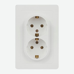 Розетка двухместная скрытой установки Intro Style с заз. 2x2P+E, 16А-250В, IP20, СУ,7-205-01, белый